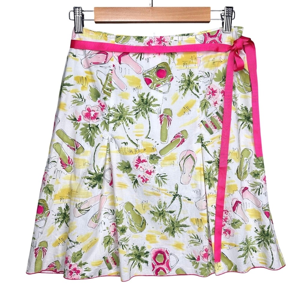 Heart & Soul Womens Skirt 4 White Pink Tropical Y2K F Tropical Vintage Preppy